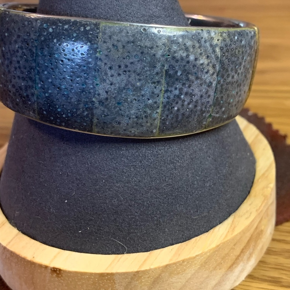 Textured Blue Bangle Bracelet